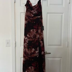 Lulu's Burgundy Floral Maxi Dress